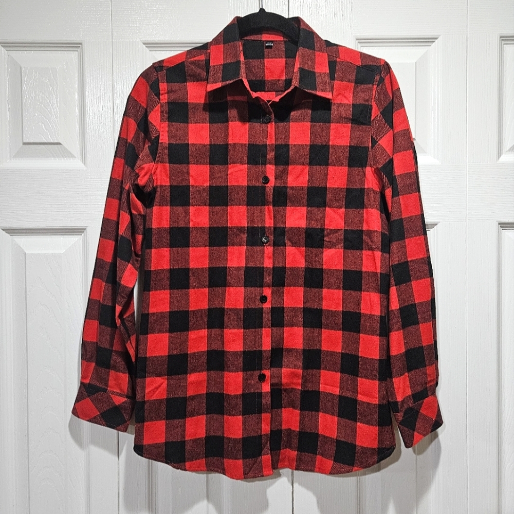 Plaid Flannel Red & Black Button-up Shirt